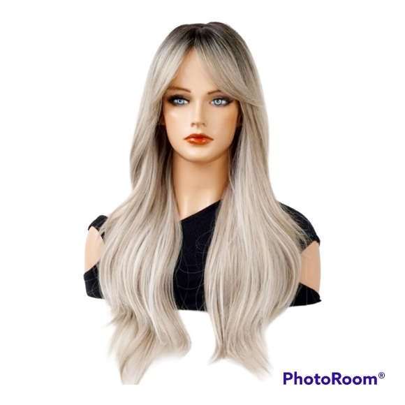 NWOT Ash Blonde Dark Rooted Synthetic Wig - Picture 2 of 15